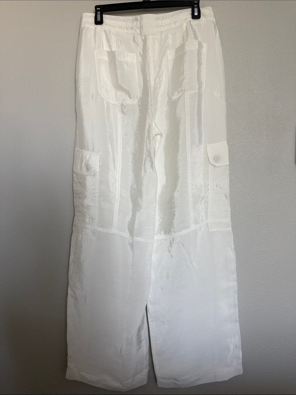 Jonathan Simkhai Women's Aurora Parachute Crinkled-Shell Utility Pants 6 White - Picture 4 of 6